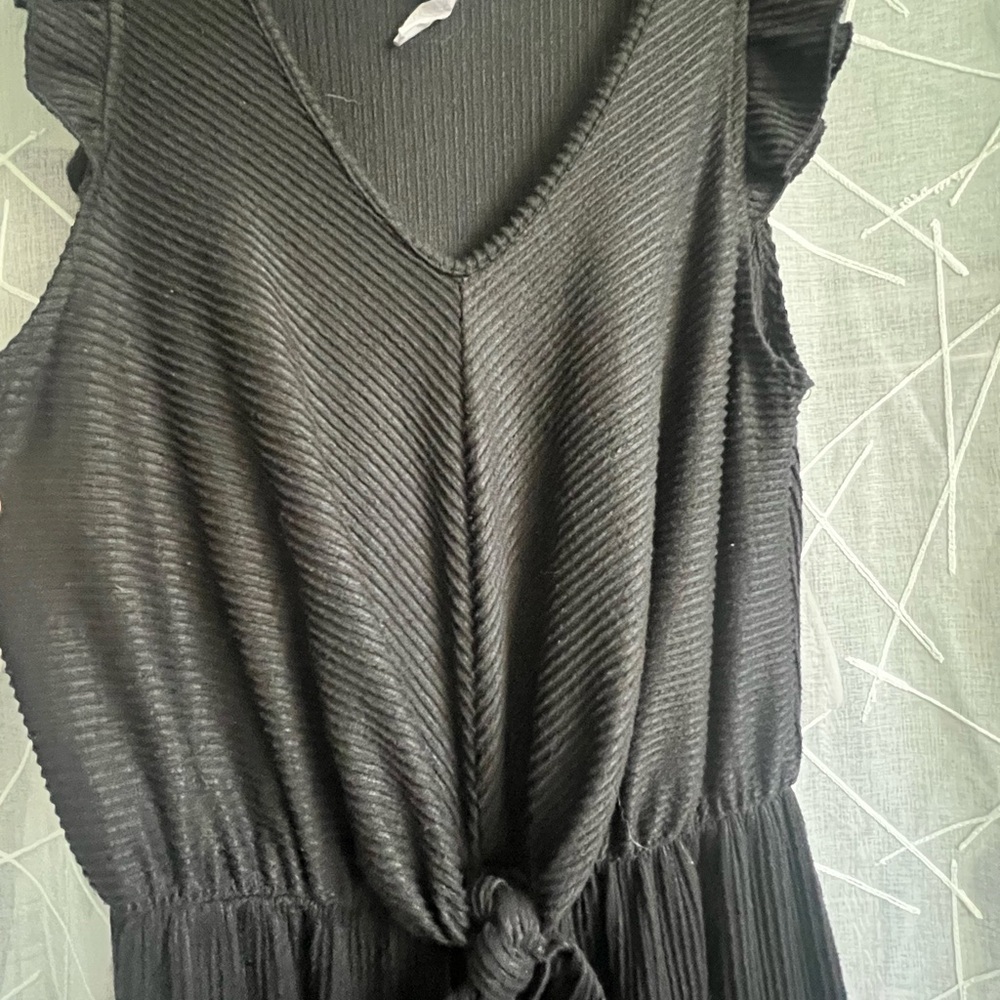 Black Ribbed Jumpsuit - Picture 2 of 3